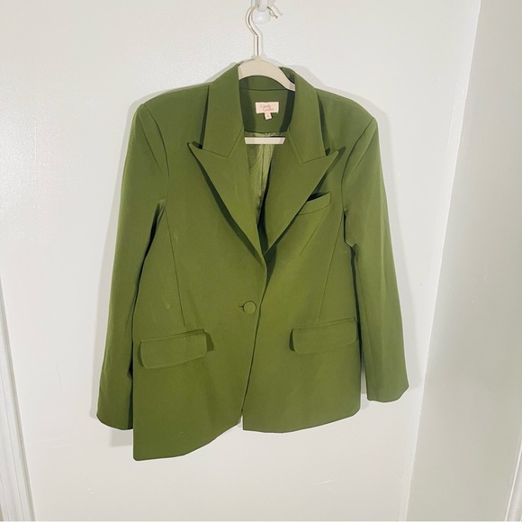 NEW Camila Coelho Morena Blazer Jacket Oversized Boyfriend Fit Preppy Green - Picture 6 of 9